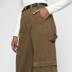 Reformation Landy Wide Leg Jeans in Olive, Size 27